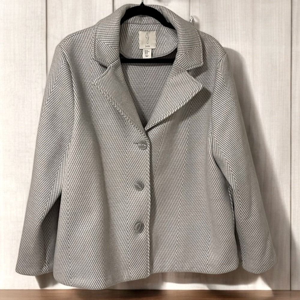NWOT Joie wool blend gray and white women’s pea coat sz XL